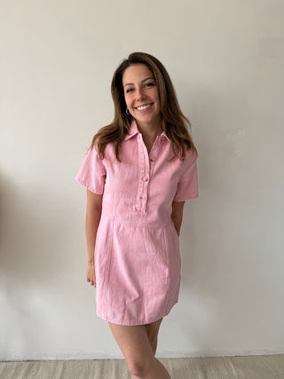 Pink denim summer dress