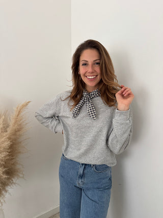 Simple grey scarf sweater