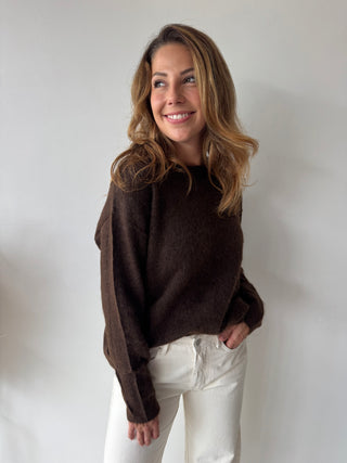 Leopard back detail brown knit