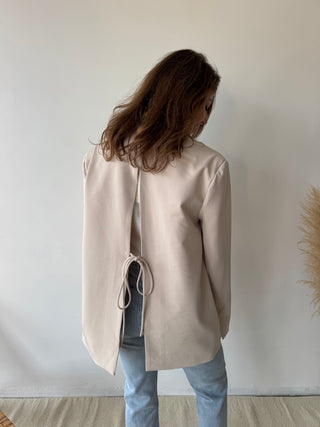 Beige open back blazer