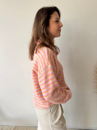 Pink orange soft polo knit
