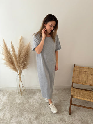 Grey split sweater dress