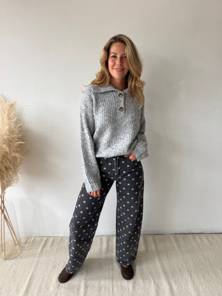 Grey polka dots denim
