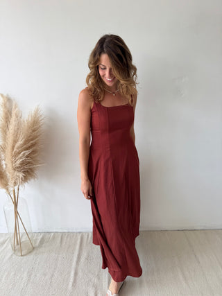 Terracotta flare maxi dress