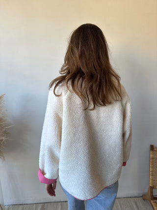 Pink reversible teddy jacket