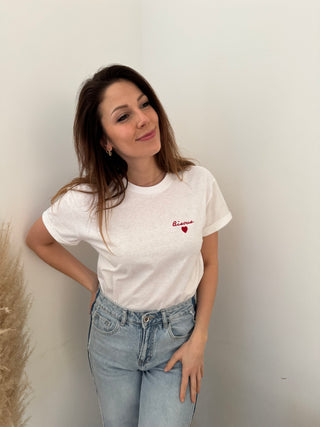 White bisous tee