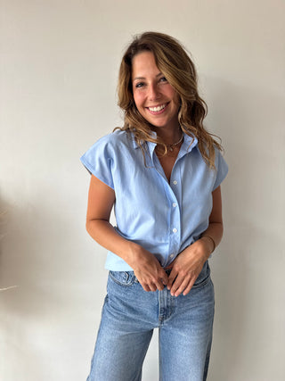 Blue sleeveless shirt
