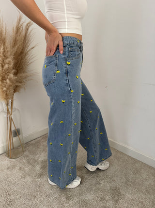 Yellow lemons denim pants