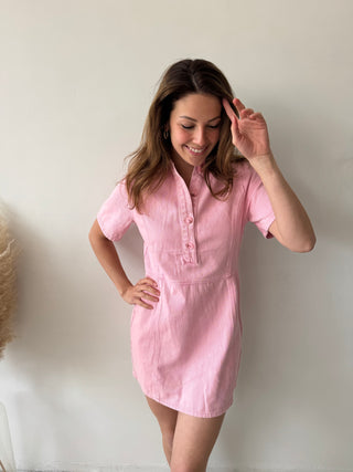 Pink denim summer dress
