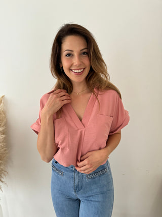 Old pink pocket blouse