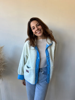 Blue teddy reversible jacket
