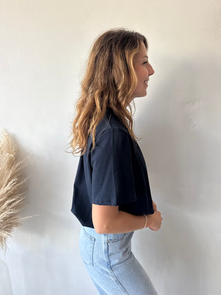 Navy elastic top