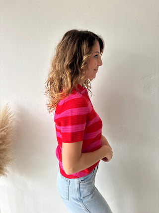 Fuchsia pink striped top