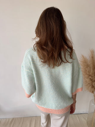 Peach details mint knit