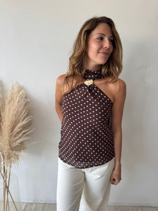 Polka dot brown top