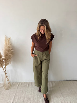 Kaki barrel pants