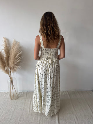Ecru polka dot maxi dress