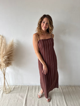Brown stripes summer dress