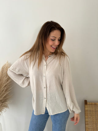 Long sleeves linnen beige blouse