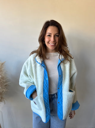 Blue teddy reversible jacket