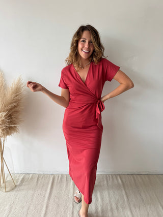 Terracotta knot split dress