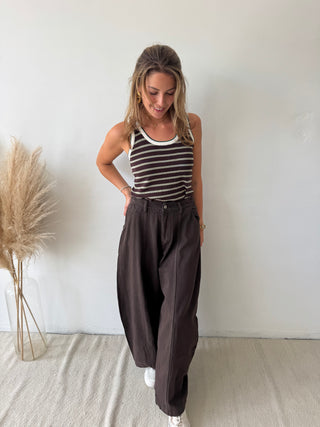 Brown barrel pants