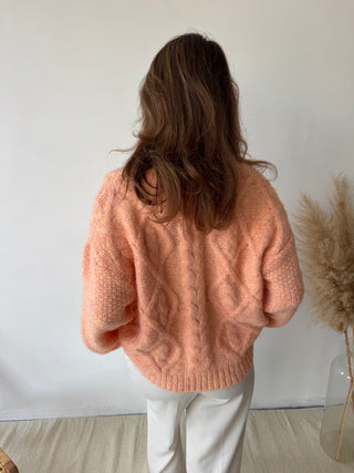 Peach cable knit