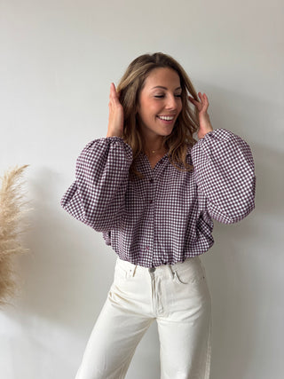 Violet checked blouse