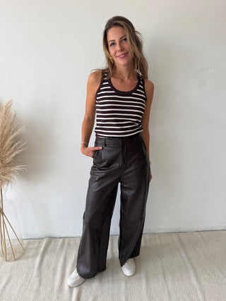 Brown leather pants