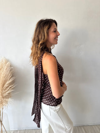 Polka dot brown top