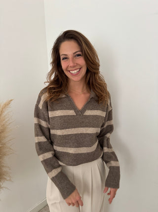 Soft taupe striped knit