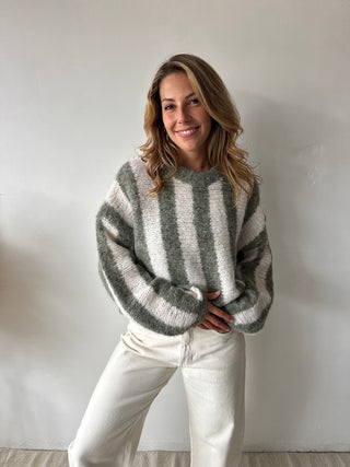 Olive striped knit