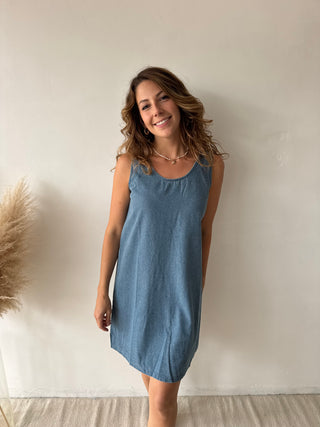 Blue denim dress