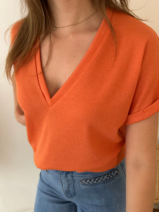 Orange V neck t-shirt