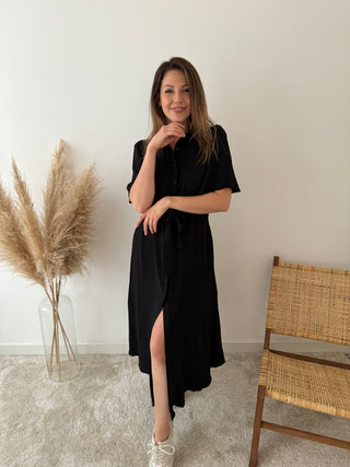 Simple black button dress