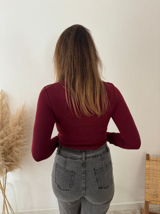 Burgundy long sleeves top