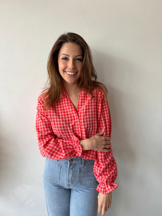Coral vichy bouse