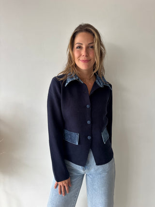 Denim details navy knit