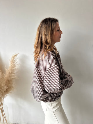 Brown checked zipper jacket