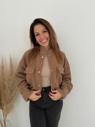 Taupe bomber jacket