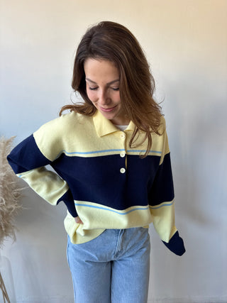 Blue yellow polo sweater