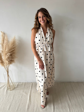 White polka dot set