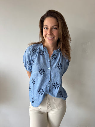 Blue flowered top
