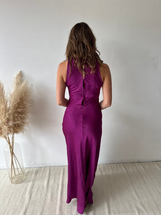 Purple silky dress