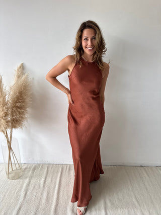 Terracotta silky dress