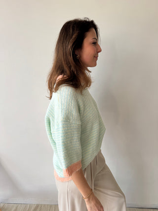 Peach details mint knit