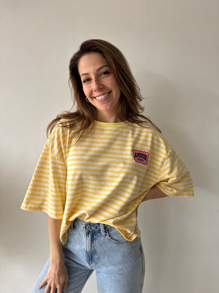 Yellow striped amour t-shirt