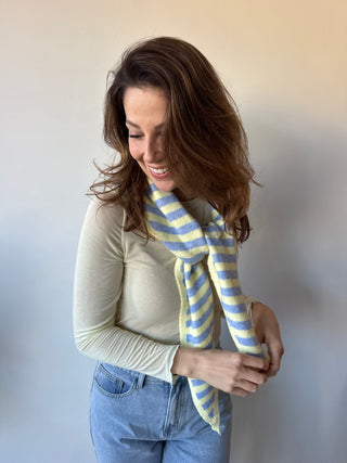 Yellow blue striped scarf