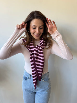 Burgundy pink striped scarf