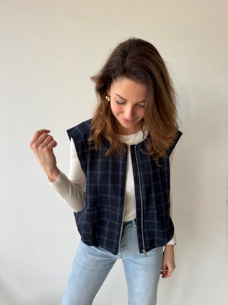Blue checked bodywarmer